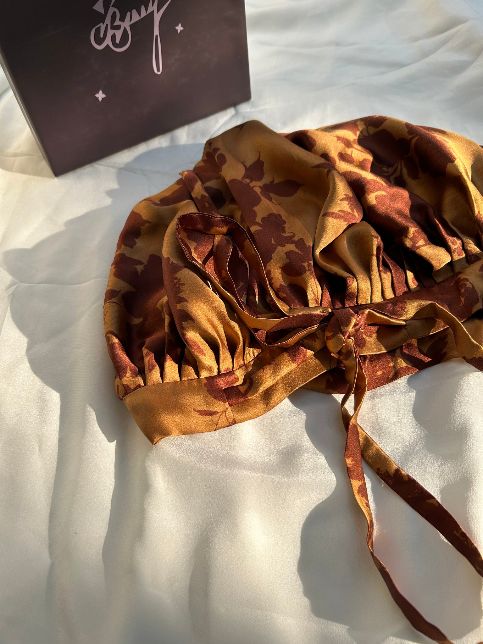 Organic Silk Hair Bonnet- Smoked Cacao Caramel