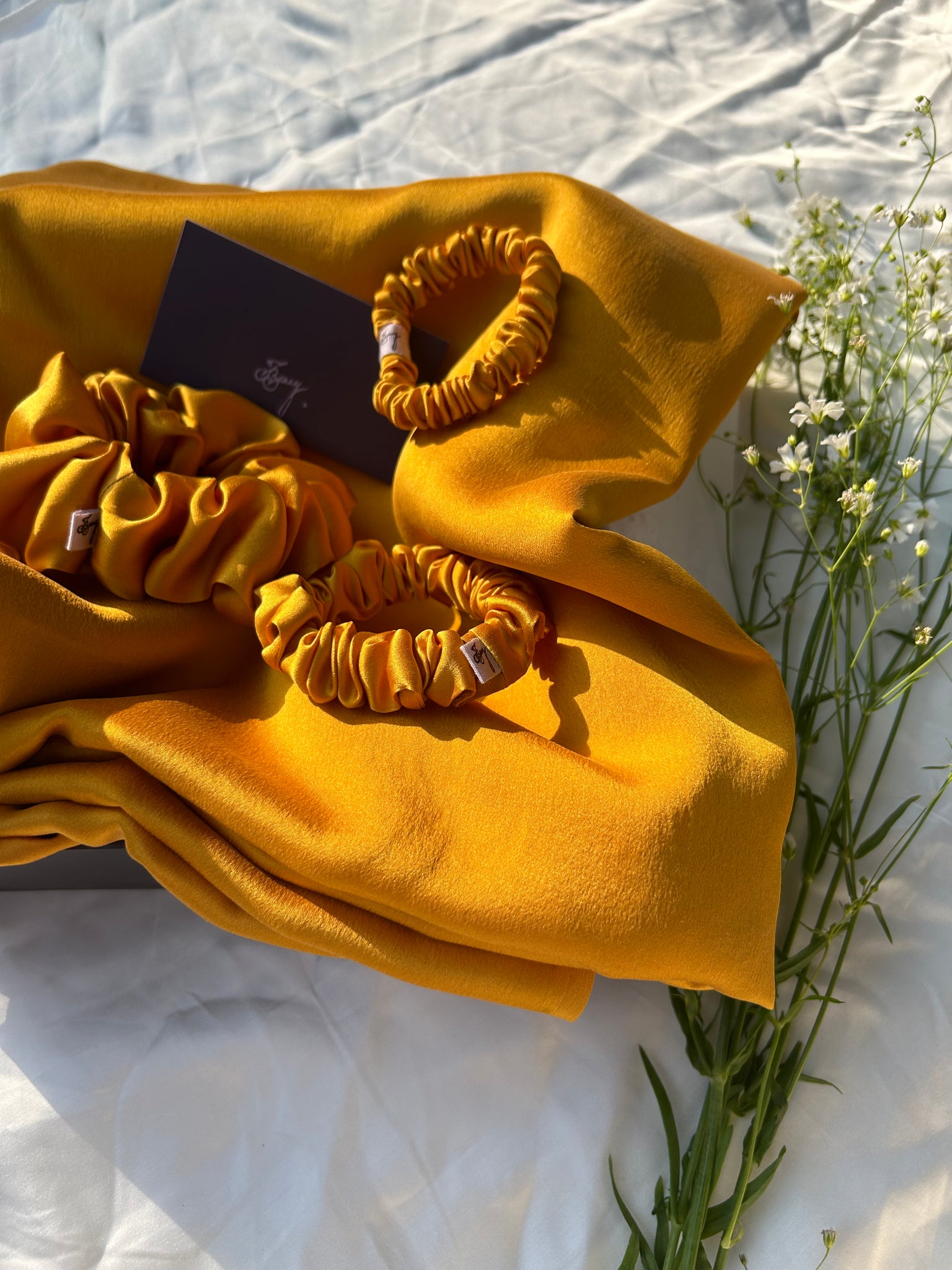 Golden Milk Organic Peace Silk Pillowcase & Tasting Menu Scrunchie Gift Set (Rs.8,950 | Rs. 9450 value)