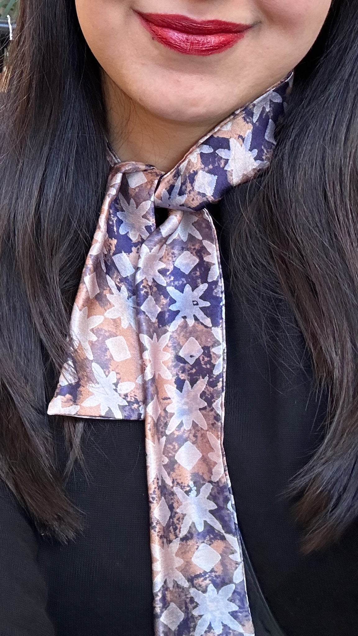 The Tilly Silk Neck Bow / Hair Ribbon/ Handbag Scarf - Helios Print