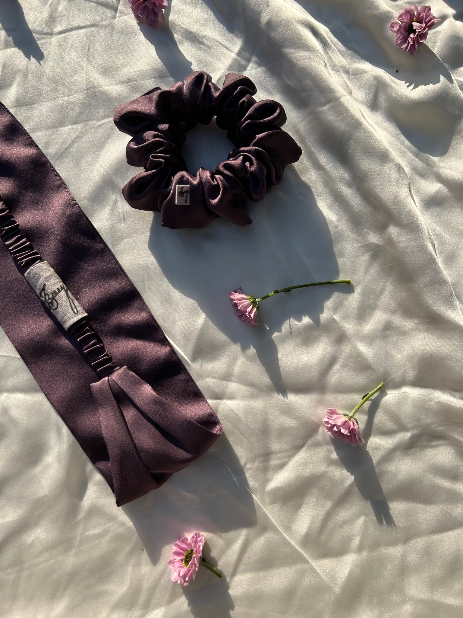 Amethyst Organic Peace Silk Hairband & Botanical Scrunchie Gift Set